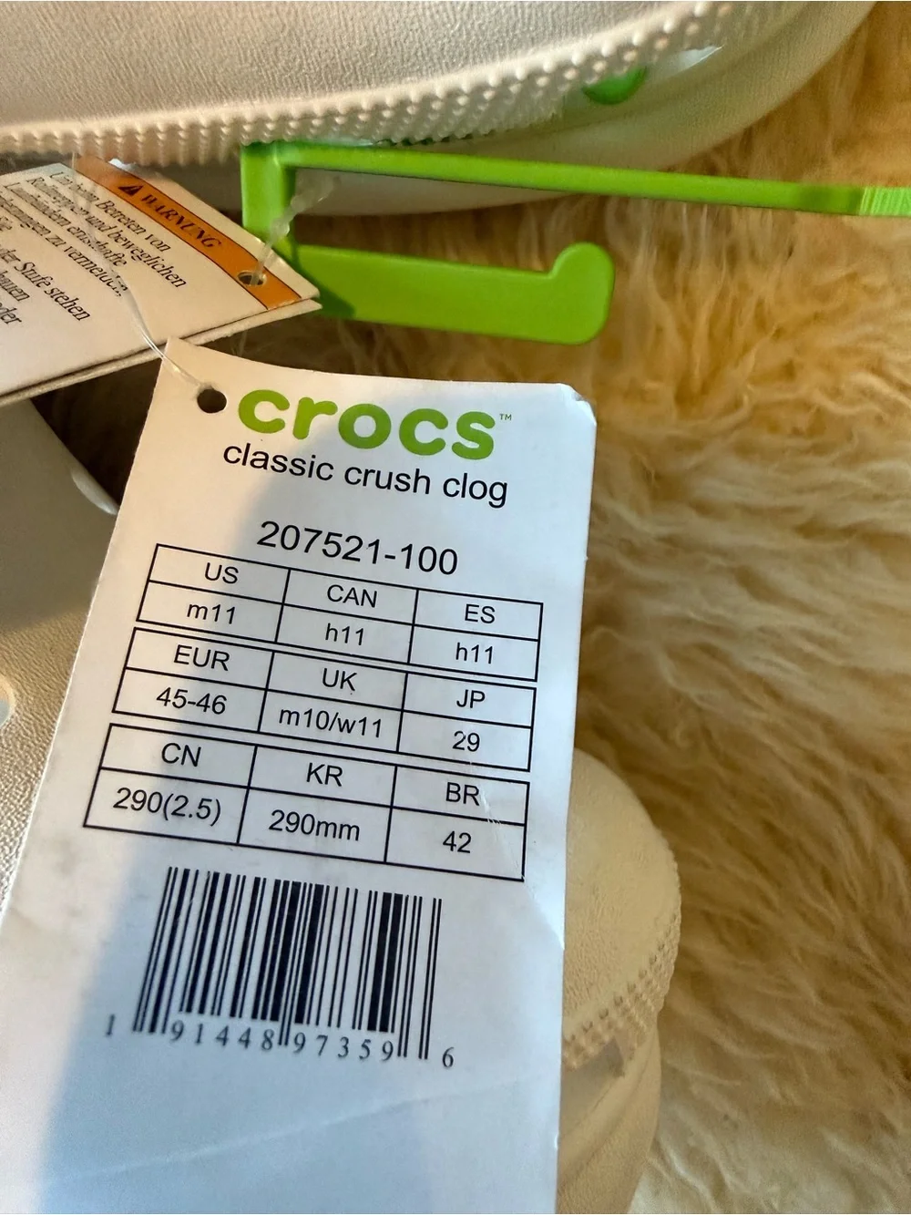 NWT $75 Crocs Men 11 Classic Crush Platform Clog slip On shoes sandals Cream
